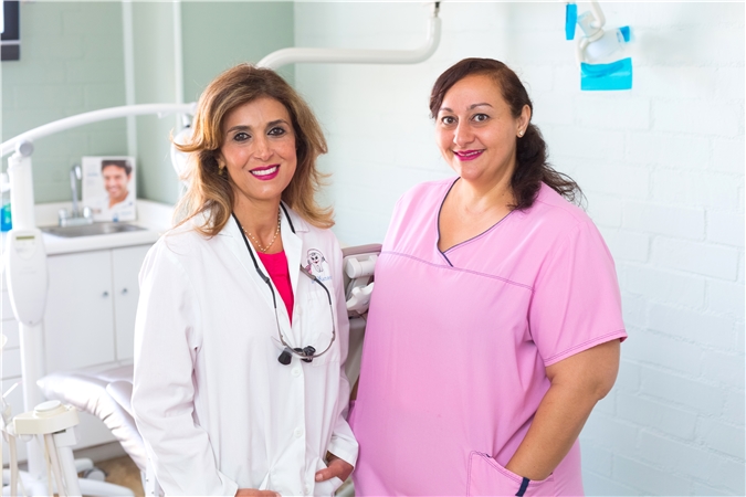Dr. Manesh and dental assistant at Encino Smile Care
