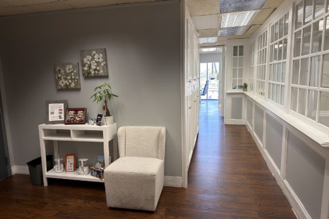 Reception and hallway at Encino Smile Care